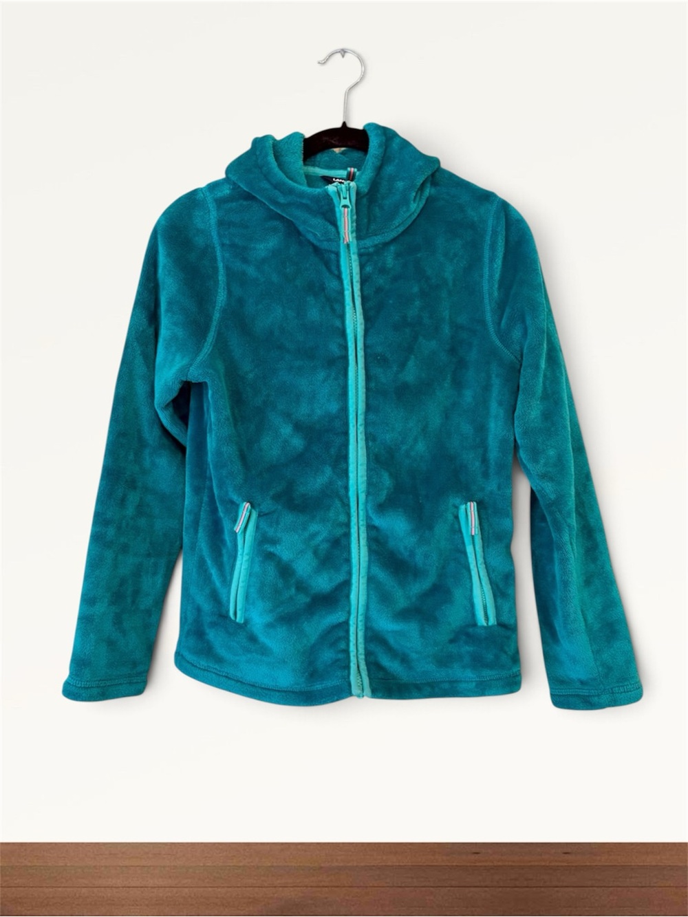 Lands' End Girls Softest Fleece Hoodie Blue Large